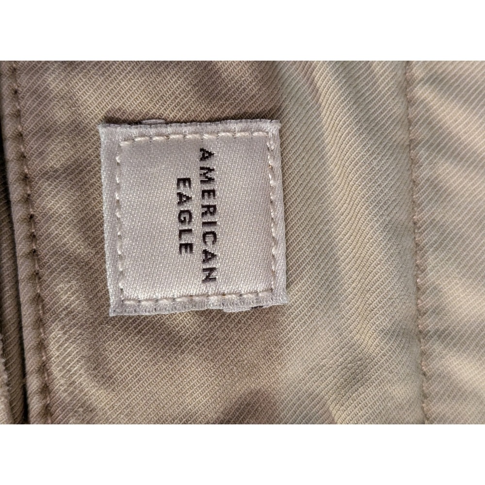 American Eagle Mens Flex Khaki Shorts Tan Distressed Raw Hem Size 33 - Picture 6 of 9
